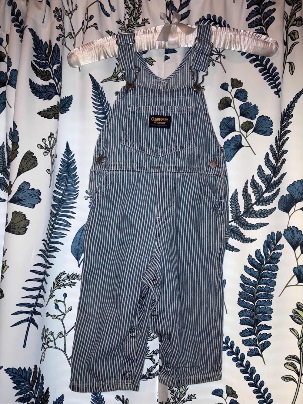 Vintage OshKosh B'gosh Blue and White Striped Kids Overalls